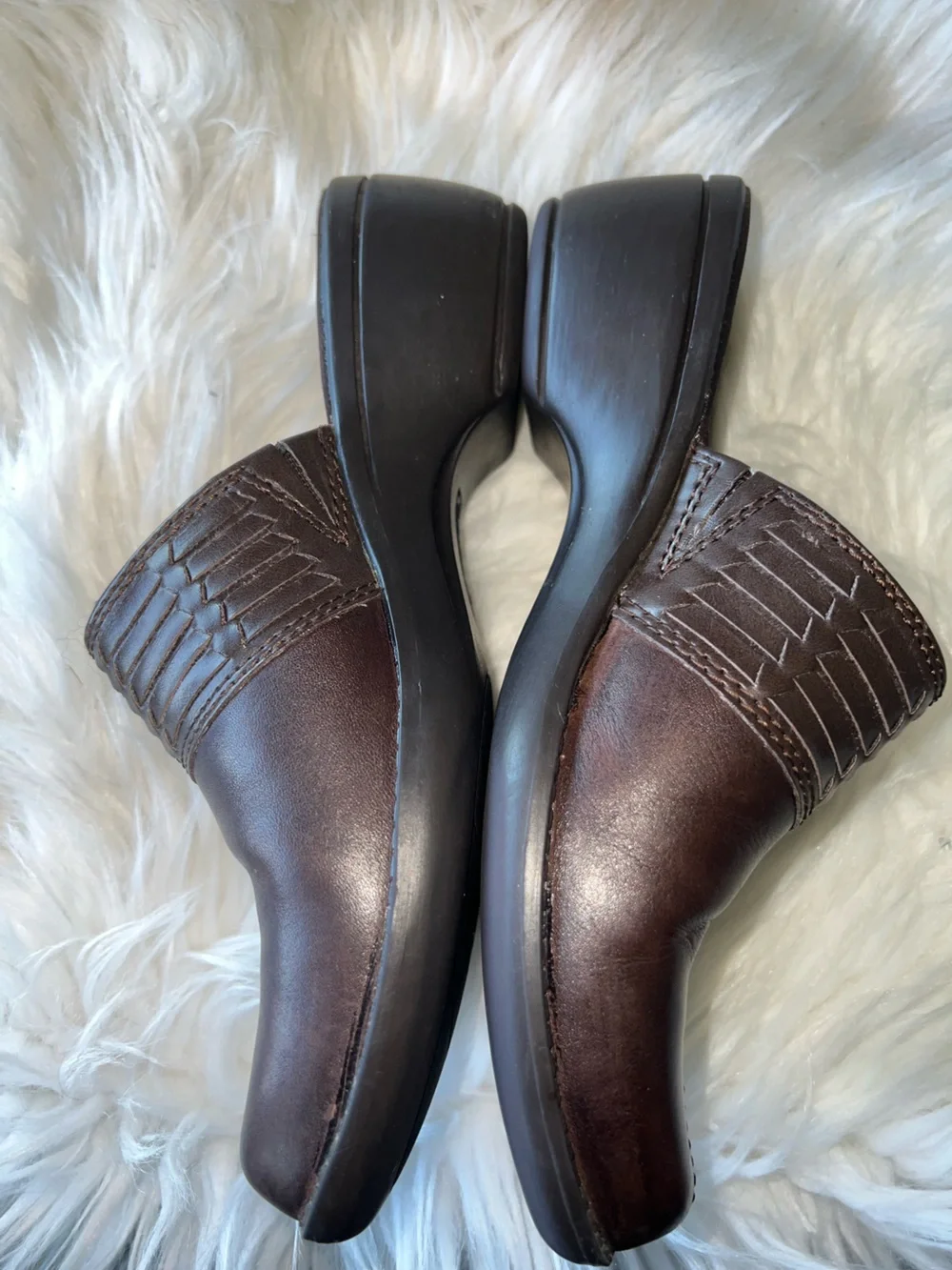 croft & barrow Men's Dark Brown Leather Slip-On Clogs